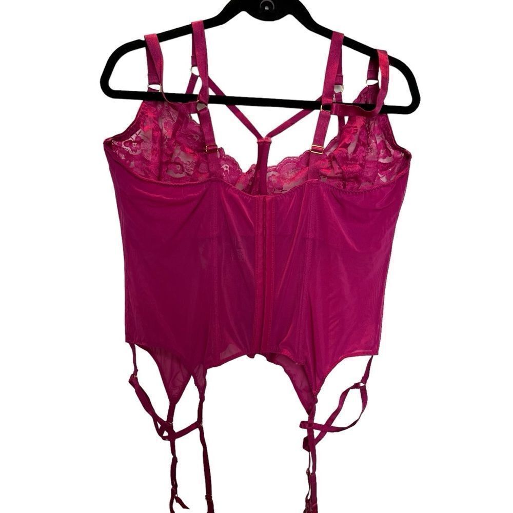 Adore Me Bustier Fuchsia Underwire Boning No padding Size 4X - Picture 2 of 9